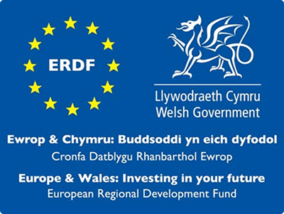 ERDF - Europe & Wales: Investing in your future. European Regional Development Fund